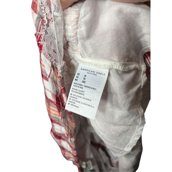 American‎ Eagle Womens Red Plaid Cropped Tank Top NWT XL - Picture 6 of 7